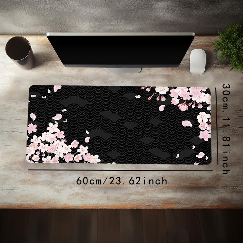 Cherry Blossom Pattern Mouse Pad, 1 Count Oversized Thickened Non Slip Rubber Base Mouse Mat for Office Laptop, Desk Pad Protector for Office and Home, Gaming Desk Accessory, Desktop Accessory