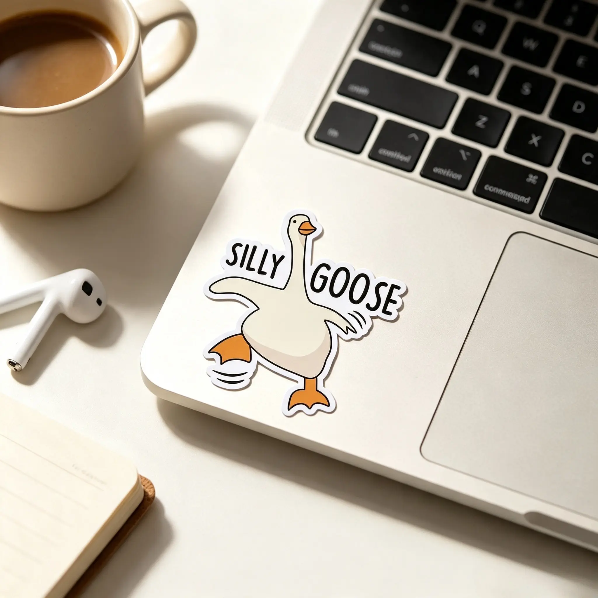 Funny Silly Goose Waterproof Vinyl Sticker, Cute Meme Goose Decal for Water Bottle, Laptop, Phone Case, Car Tumbler, Journal, Backpack