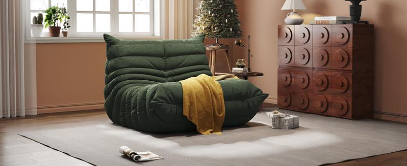 Bean Bag Chair, Fireside Chair, Large Bean Bag Chair for Adults, Bean Bag Chairs for Teens with High-Resilience Foam, Non-Slip Base Floor Lounge Sofa,Living Room (Green, Single)