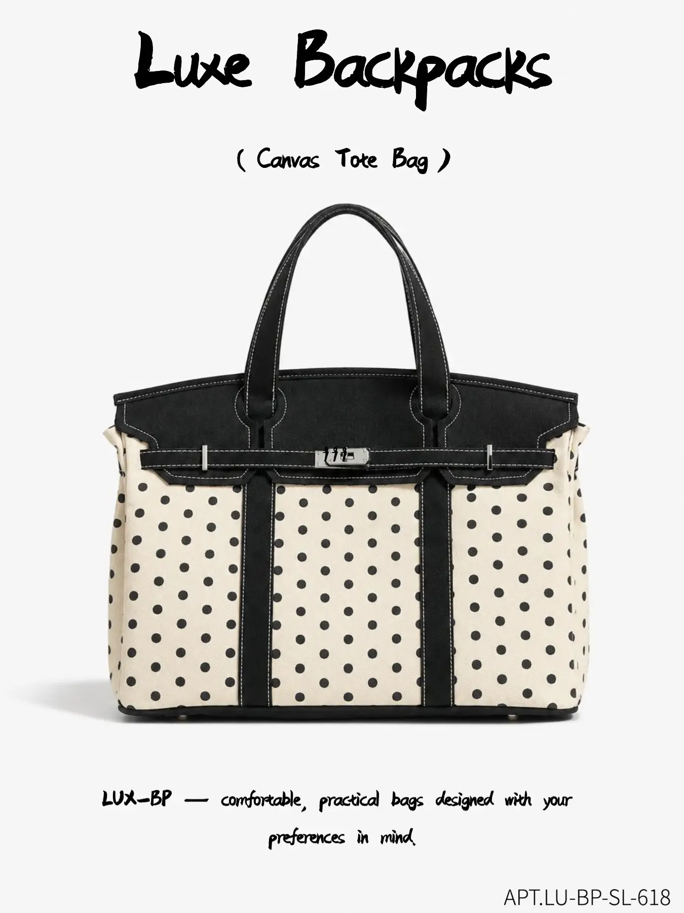 2026 New Dot Canvas Women's Handbag, High-Quality Shoulder Tote Bag, Fashionable Colorblock, Large Capacity, Casual Daily Use
