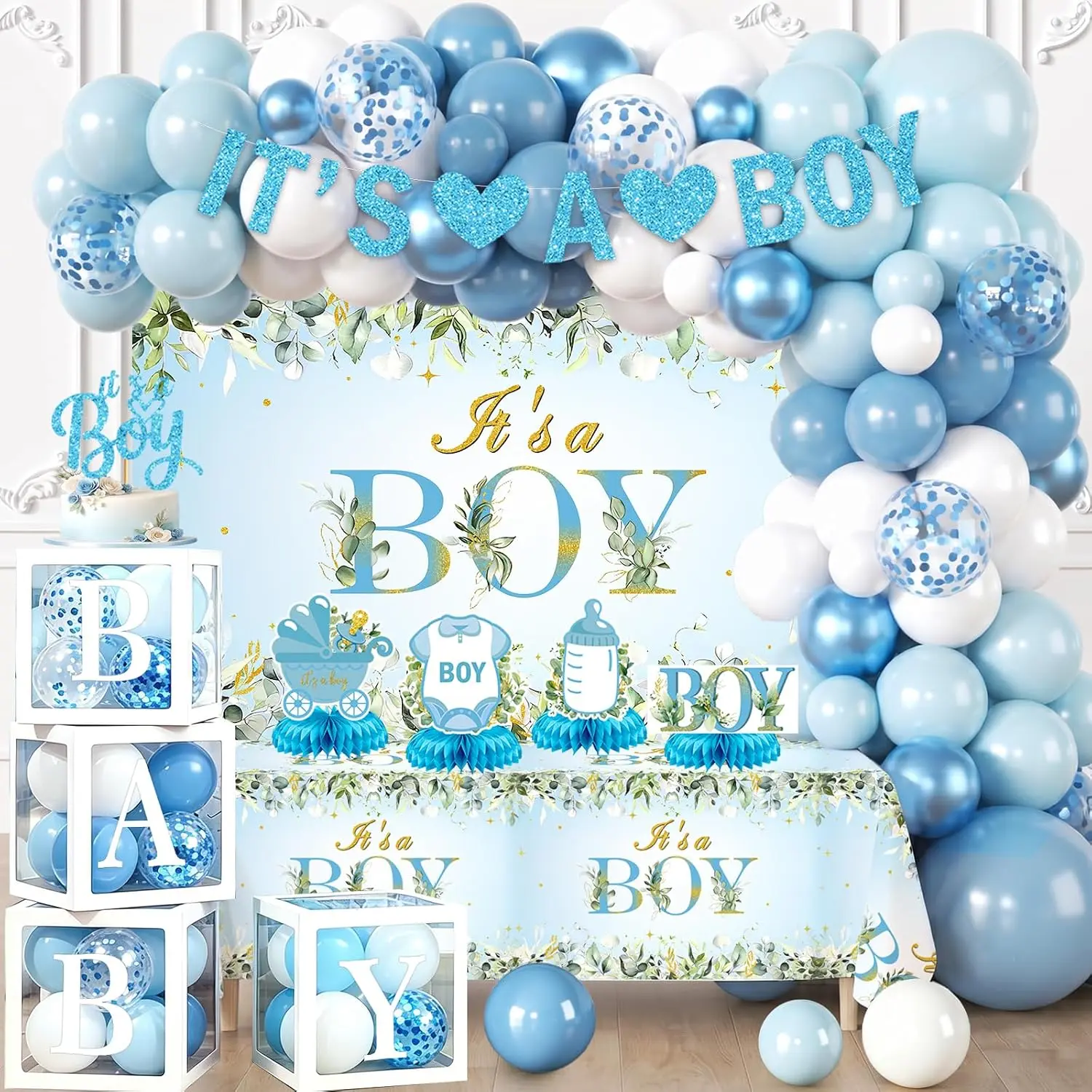 116 count  Shower Decorations, Blue  Boy Shower Decorations