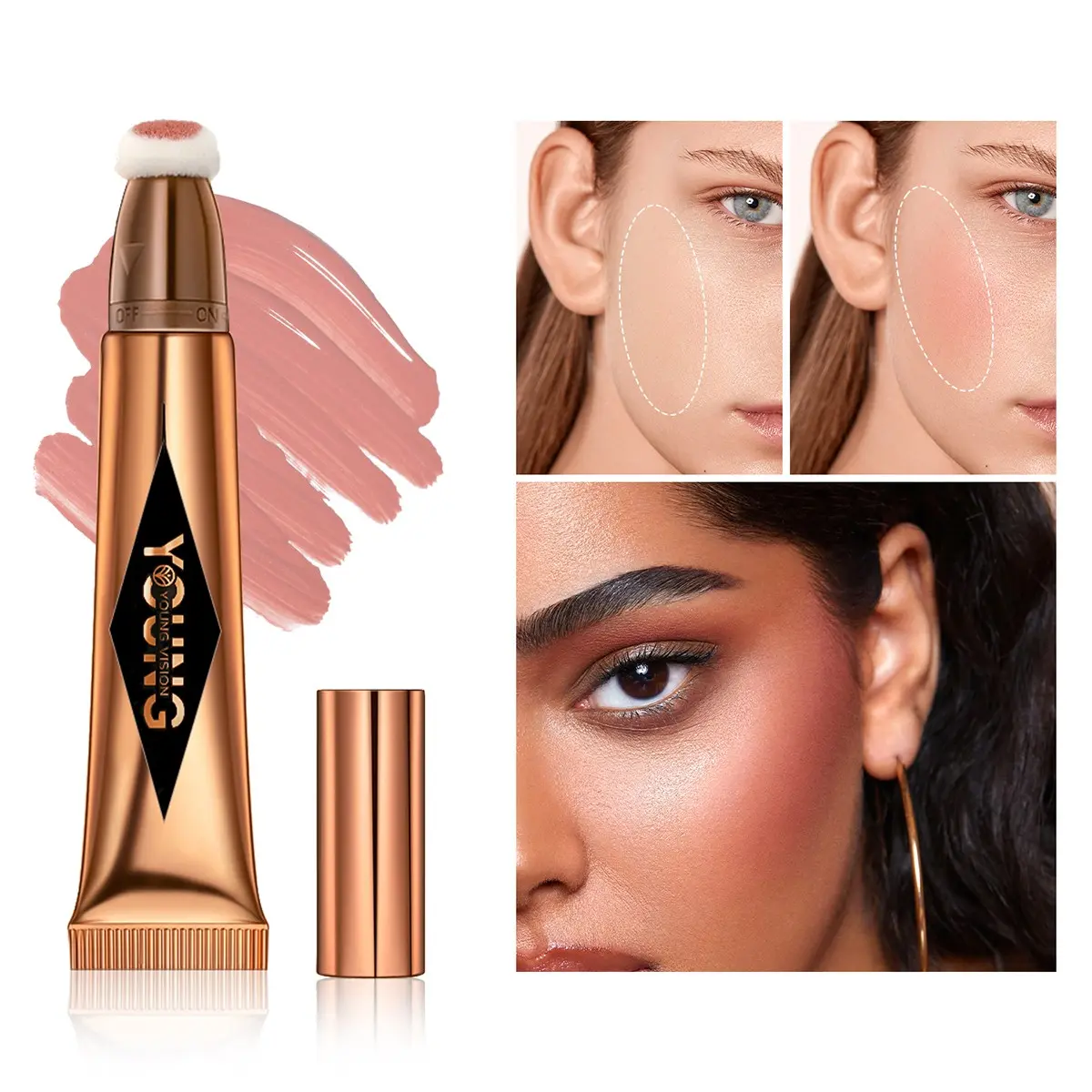 YOUNG VISION Liquid Blush Highlighter Stick, Multi-Color Options, Brightening Contour All-In-One, Non-Fragile Makeup Essentials
