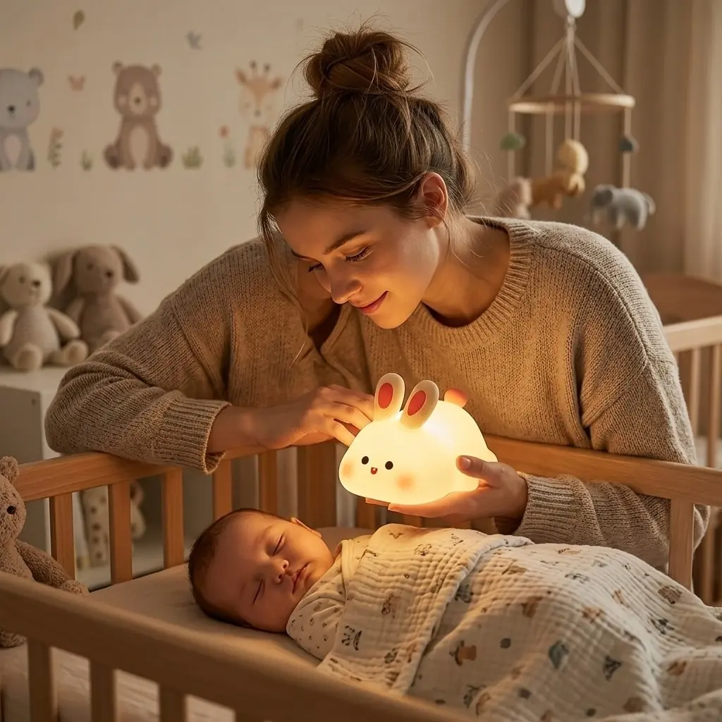 Rabbit Silicone Night Lamp, USB Rechargeable, 3-Level Dimming, Soft Glow Decor, Ideal for Bedroom, Office, Shelf, Adult Accent Light