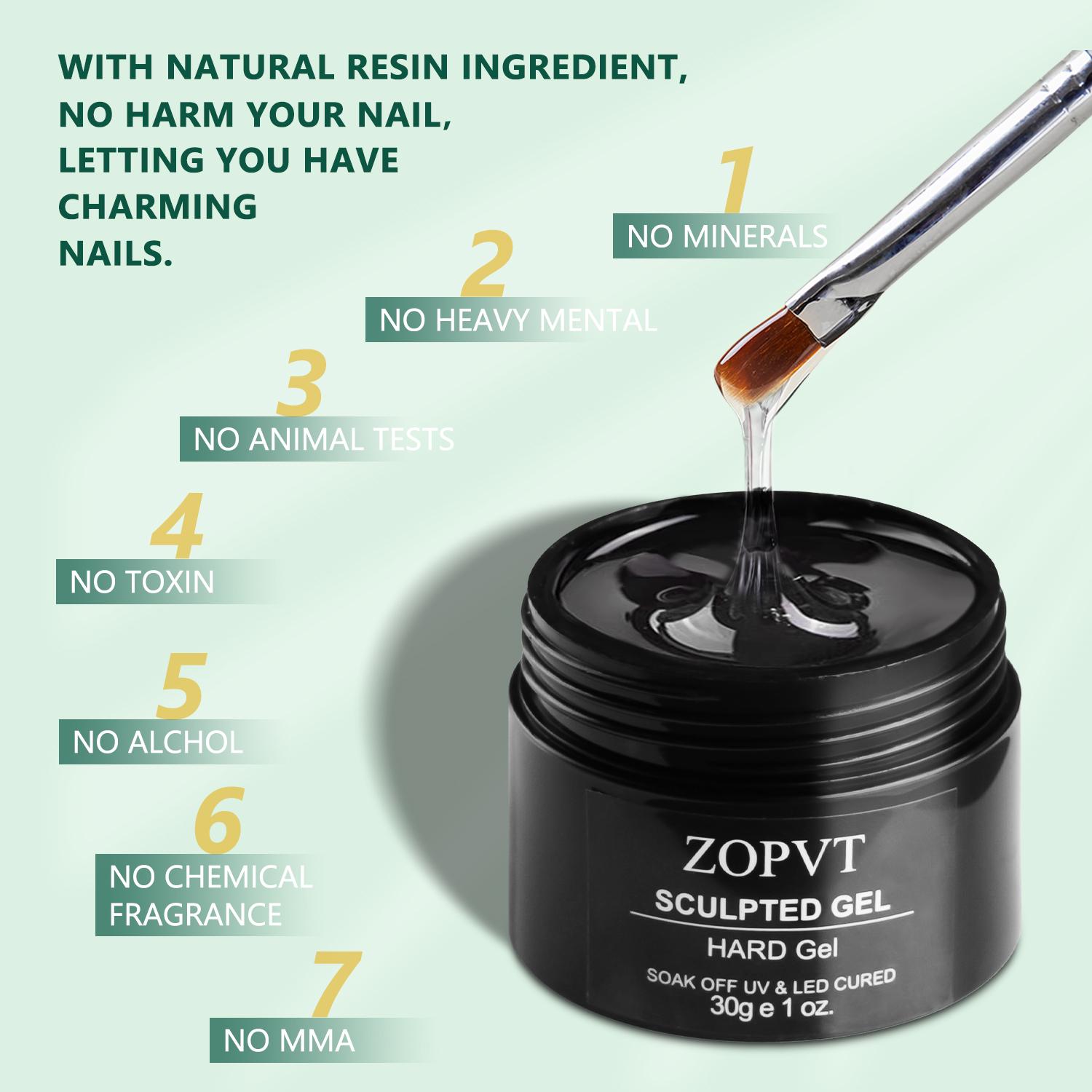 LED UV Builder Gel Nail Extension Kit, 3 Colors Nude Transparent Hard Gel, Professional Manicure Tools Set for Salon & Home Use, UV Light Gel