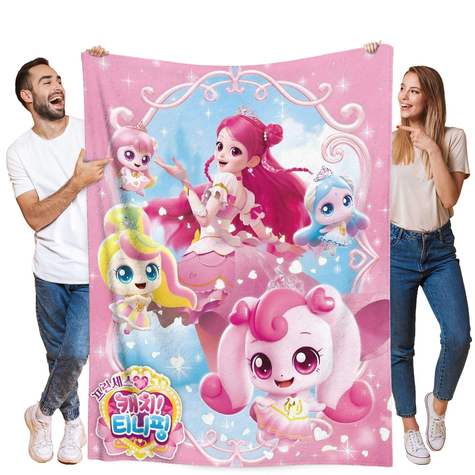 Teenieping Anime Flannel Cute Blankets - Wrinkle-Resistant, Snug-as-a-Bug-in-a-Rug All-Season Throw for Sofa, Father's Day, Christmas, Valentine Gifts