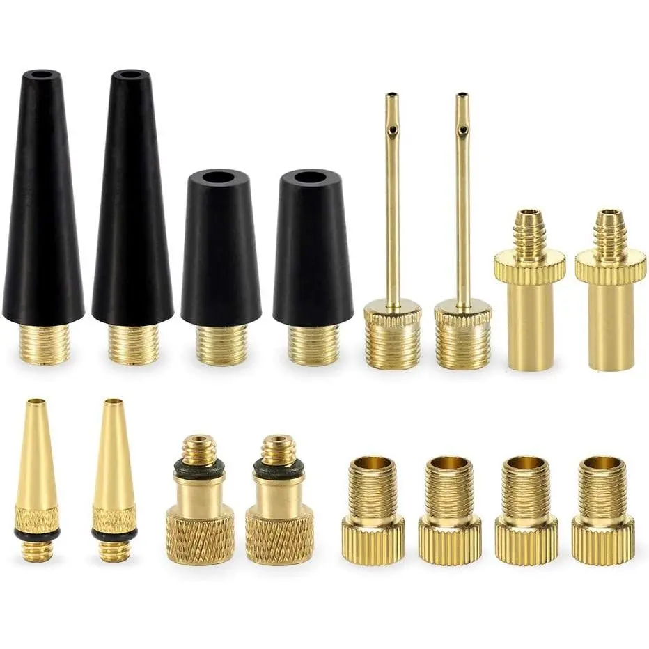 Bicycle Presta Schrader Valve Adaptor, 16PCS  Brass Bike Pump Adapters, Ball Pump Needle, Balloon Inflatable Toys Nozzle Inflator Adapter, Air Pump Accessories for Standard Pump or Air Compressor1