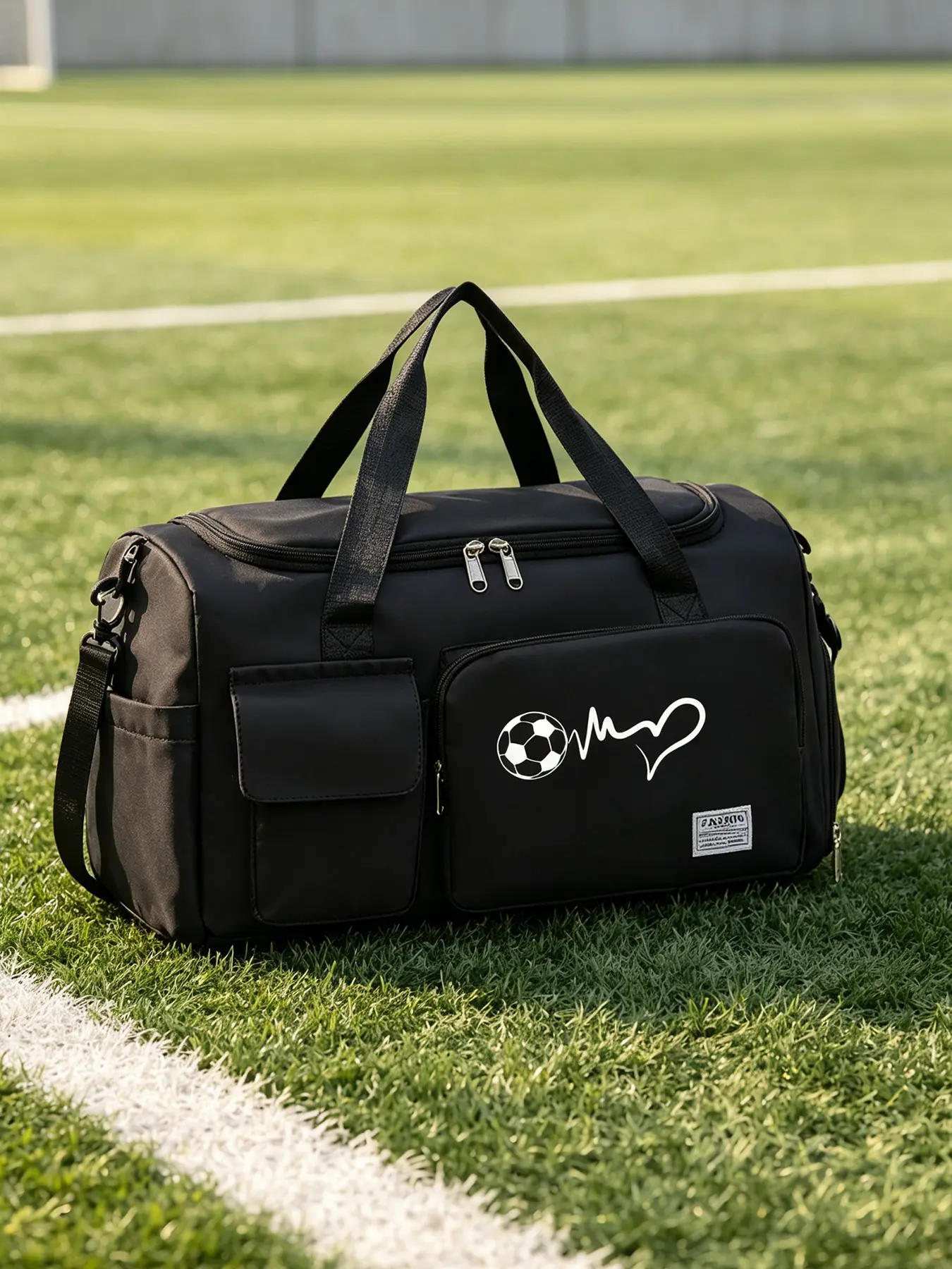 Football Pattern Tote Bag, Large Capacity Shoulder Crossbody Bag, Lightweight Foldable Design, Unisex, Soccer Bags, Ideal for Travel and Training