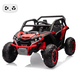 24V 4WD Ride-On UTV for Kids, 2-Seater Battery Powered Electric Car with Remote Control, High/Low Speed, Power Display, Headlights and Music