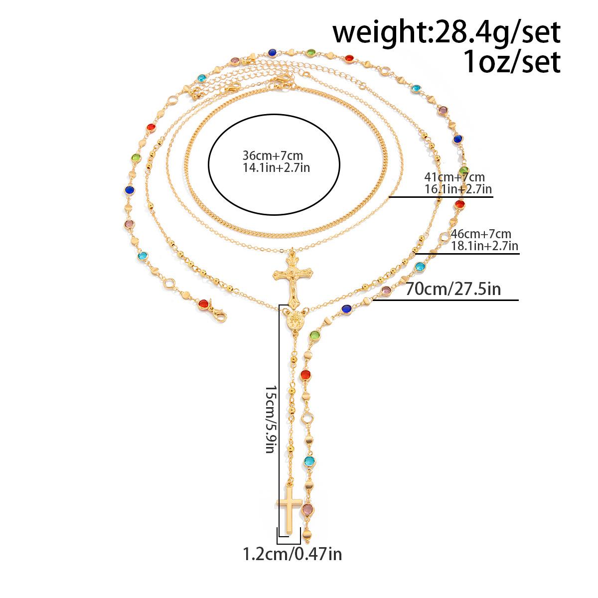 3Pcs Cross Flower Crystal Necklace Set Rhinestone Inlay Layered Chain Dainty Trendy Stackable Jewelry Copper Plated Fashion Minimalist Cute Accessories for Women Girls Daily Party Dating Casual Street Style Wear