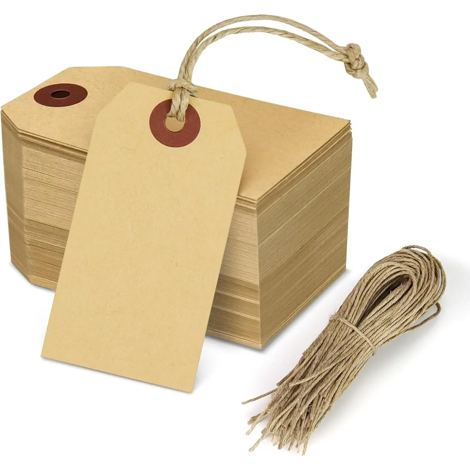 Paper Small Hang Tags, 100 count - Blank Price Tags for Inventory Labeling