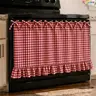 2026 New Plaid Print Oven Skirt Cover - Boho Stove Cover with Ruffled Edge Bow Tie, Lace Trim, Thick Fabric, Rustic Cottagecore Charm, Kitchen Home Goods for Surface Protection, summerwins