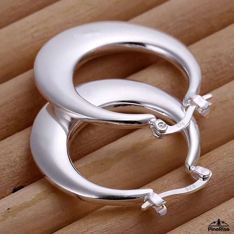 Women's Silver-Plated Crescent Moon U-Shape Hoop Earrings, Minimalist Leisure Jewelry for Indoor Daily Summer Outfit Styling