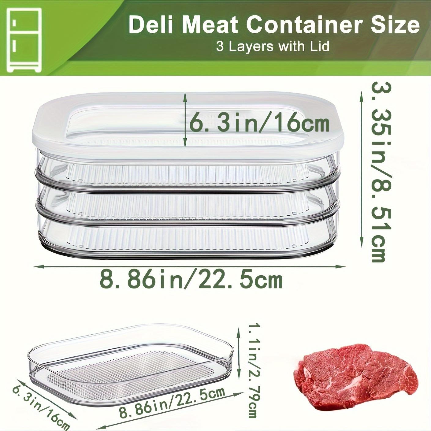 3-Tier Stackable Deli Meat & Cheese Storage Organizer with Lid – BPA-Free Plastic Refrigerator Container, Dishwasher Safe, Trending TikTok Kitchen Storage, Perfect for Home & Meal Prep