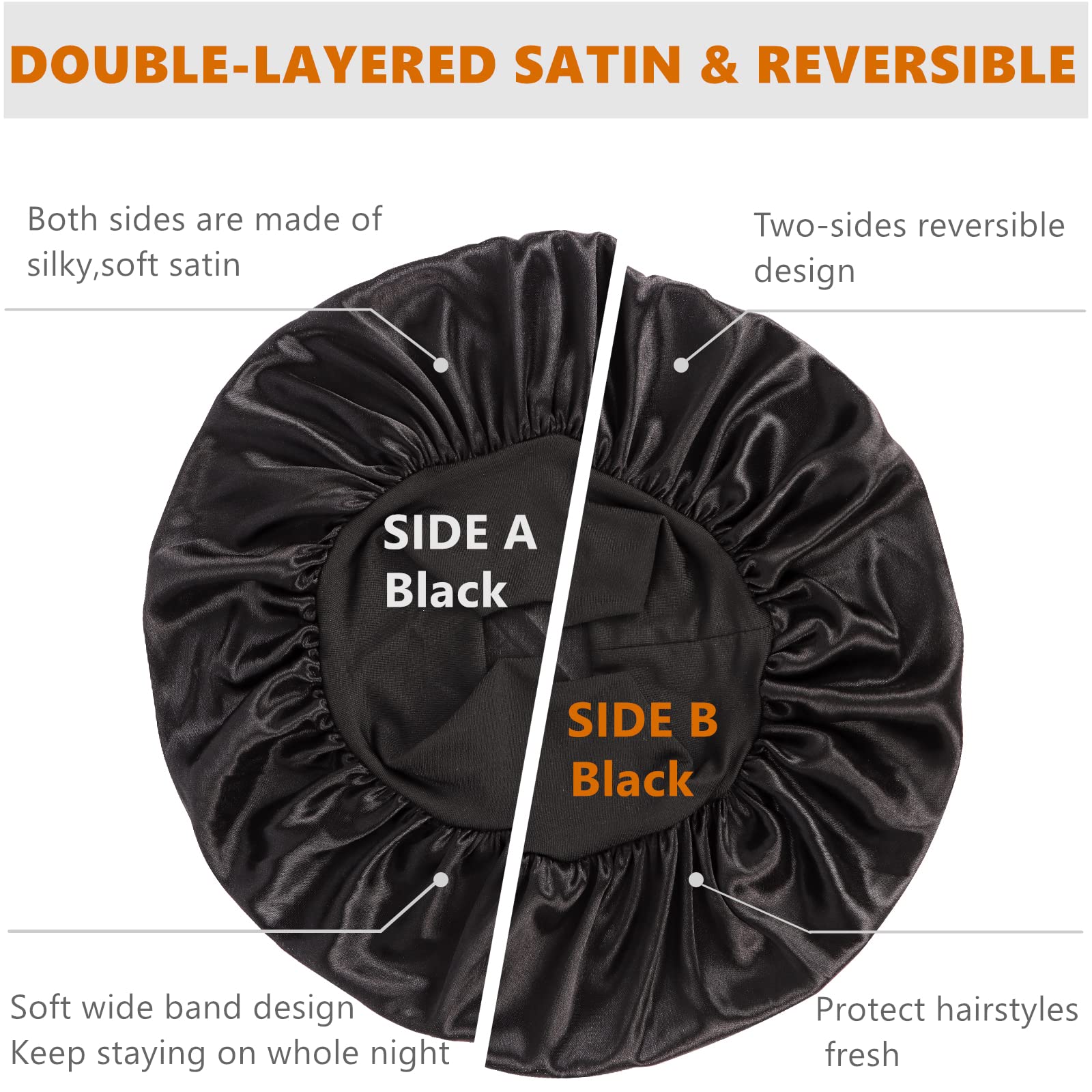Luxurious Double Layer Satin Bonnet for Men and Women  Ultimate Sleep Cap for Curly Hair, Braids, and Hair Protection - Reversible Design