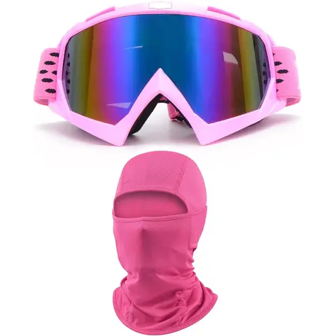 Motocross Goggles with Adjustable Elastic Balaclava Motorcycle Mask - Flexible TPU Frame Bends with You, UV Protection, Dustproof, Windproof, Soft Sweat-Absorbing Polyester, Neck Shield, Dirt Bike Guard Winter Skiing Gear for Men