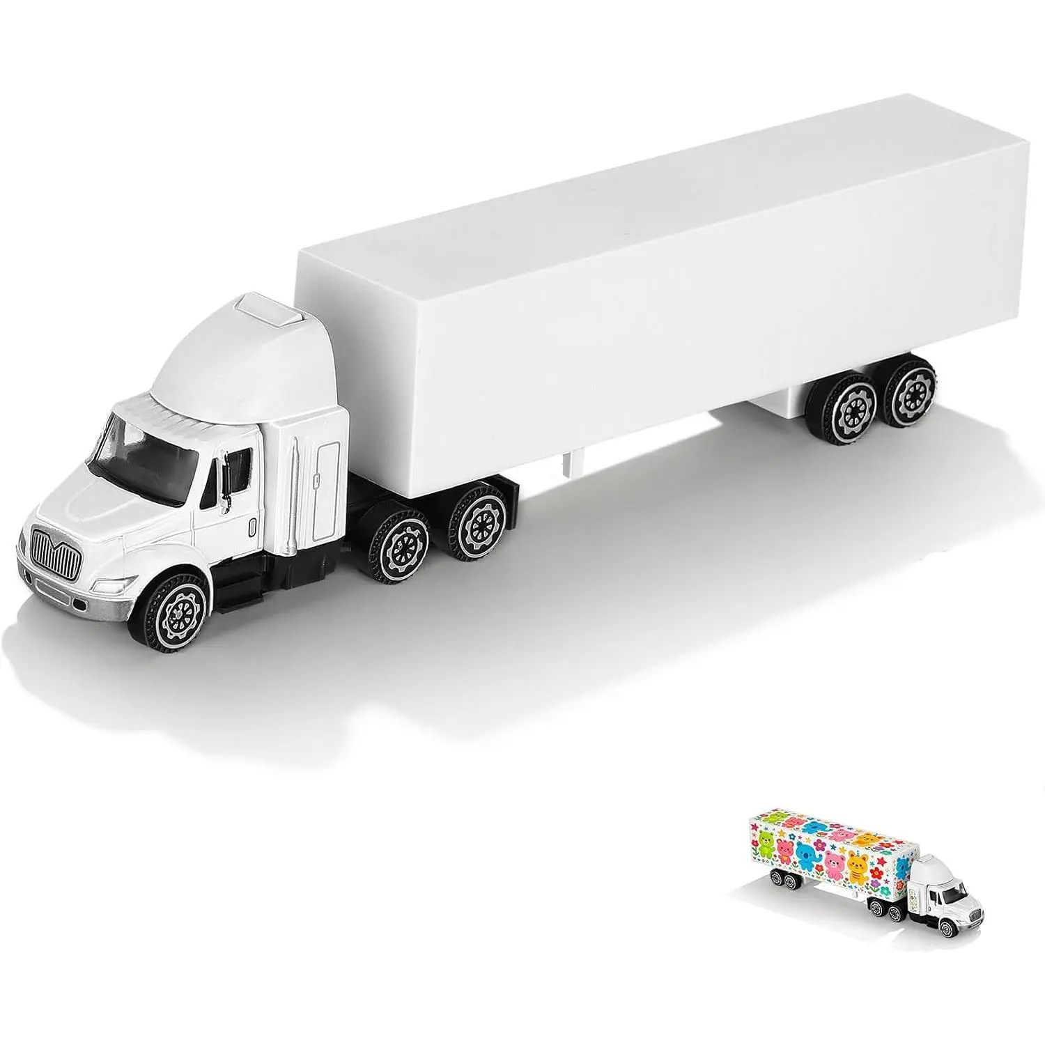 Mini Alloy Semi Truck Toy Model, Small Diecast Container Semi Trailer Truck with Detachable Cargo Container, Retro Toy Car Vehicle Decoration for Office Bedroom Desktop Display Collector