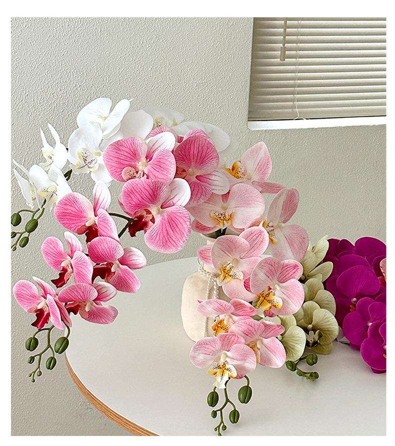 9 artificial Phalaenopsis orchids made of film, 3D printed artificial flowers with a luxurious feel, suitable for decoration in the living room, dining table, entrance, and wedding room