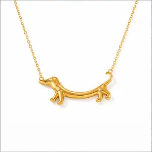 18K Gold Plated Stainless Steel Dachshund Dog Pendant Necklace  Women, Cute Dainty Pet Jewelry, Minimalist Puppy Necklace, Gift  Dog Lovers