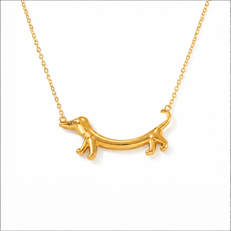 18K Gold Plated Stainless Steel Dachshund Dog Pendant Necklace  Women, Cute Dainty Pet Jewelry, Minimalist Puppy Necklace, Gift  Dog Lovers