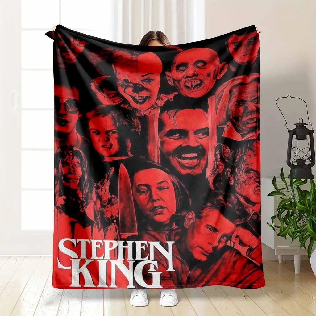 Classic Horror Characters Flannel Fleece Blanket Featuring Iconic Thriller Movie Villain Aesthetic Prints Ultra Soft Lightweight Warm Throw Perfect For Bed Sofa Couch Living Room Camping Movie Night Decor Gifts For Fans Throughout The Year
