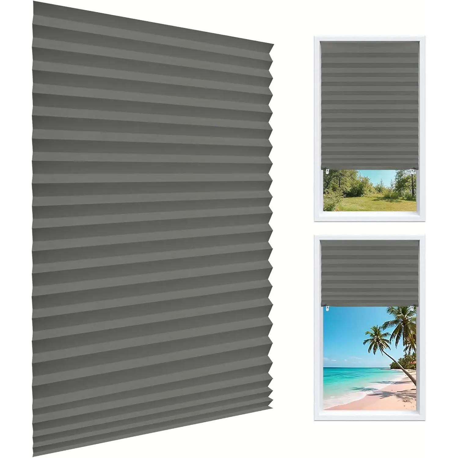 Light Filtering Paper Shades for Windows Pleated Blinds with Adhesive No Tools No Drilling Free Cut Size Temporary Rectangular Semi Blackout Room Darkening Shades