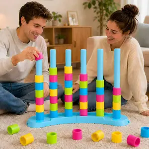 Giant Color Matching Challenge Game, Fast Pattern Match Ring Stacking Puzzle Stack Games, 1-2 Players, Family Board Game for Kids & Adults, Birthday Easter Christmas Party Gifts for Boy & Girl