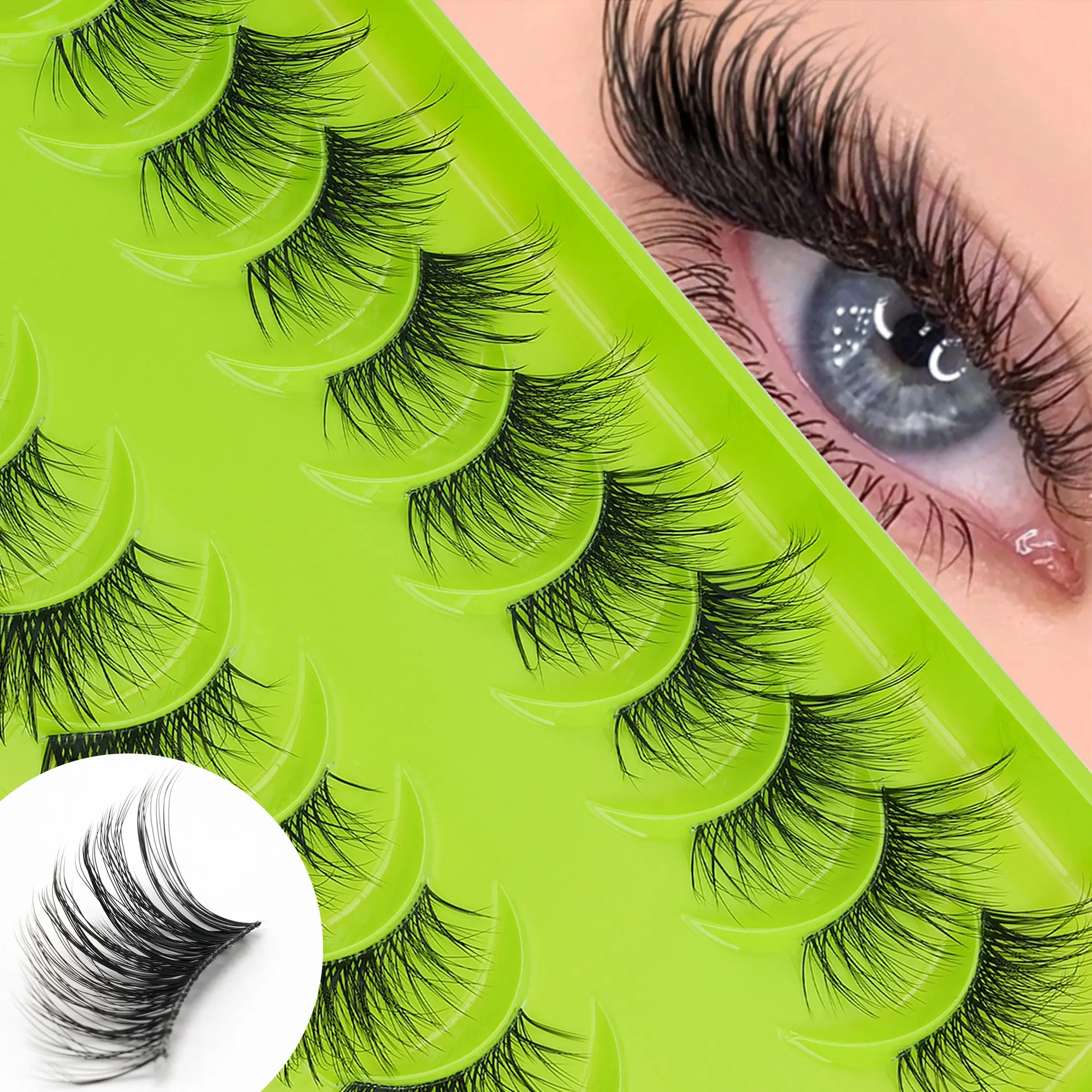 10 Pairs Half Eye False Lashes, Transparent Strip Lashes, Soft and Comfortable, Easy to Wear, Suitable for Beginners, Cat Eye Lashes, Natural Makeup