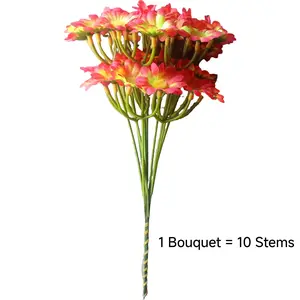 50 Needle High Density Artificial Daisies, 10 Stems Two-Tone Orange White / Pure White Faux Gerbera Bouquet for Home Wedding Decor