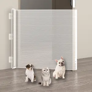 Anti-Cat Escape Fence No-Drill Retractable Pet Barrier Stair Door Divider Small Dog Fence Cat Barrier Cornerable