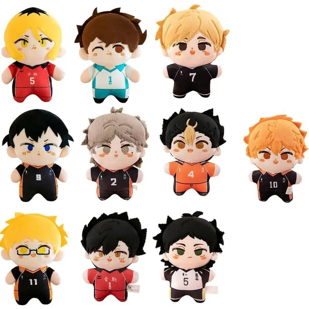 9in Haikyu!! Cast Soft Plush Stuffed Animals - Oikawa Tooru, Kuroo Tetsurou, Tobio Kageyama, Sugawara Koushi, Kozume Kenma Themed, PP Cotton, Schoolbag Wallet Pendant Charm, House Decoration, Soft Cuddly home decor Gift