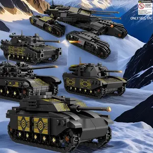 1134pcs 4-In-1 Tank Building Set, Gold Lightning Mammoth Tank, Rotatable Cannon, DIY Toy for Boys, Includes Multiple Tank Models