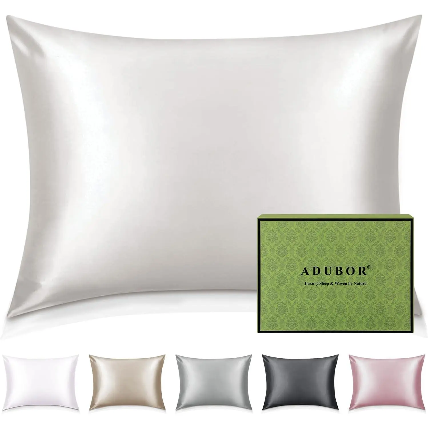 100% Silk Pillowcase - Mulberry Silk Pillow, 22 Momme 6A Fibers, Silk Pillow Case for Hair and Skin Health, with Hidden Zipper (Standard 20''*26'', Ivory White, 1PC)