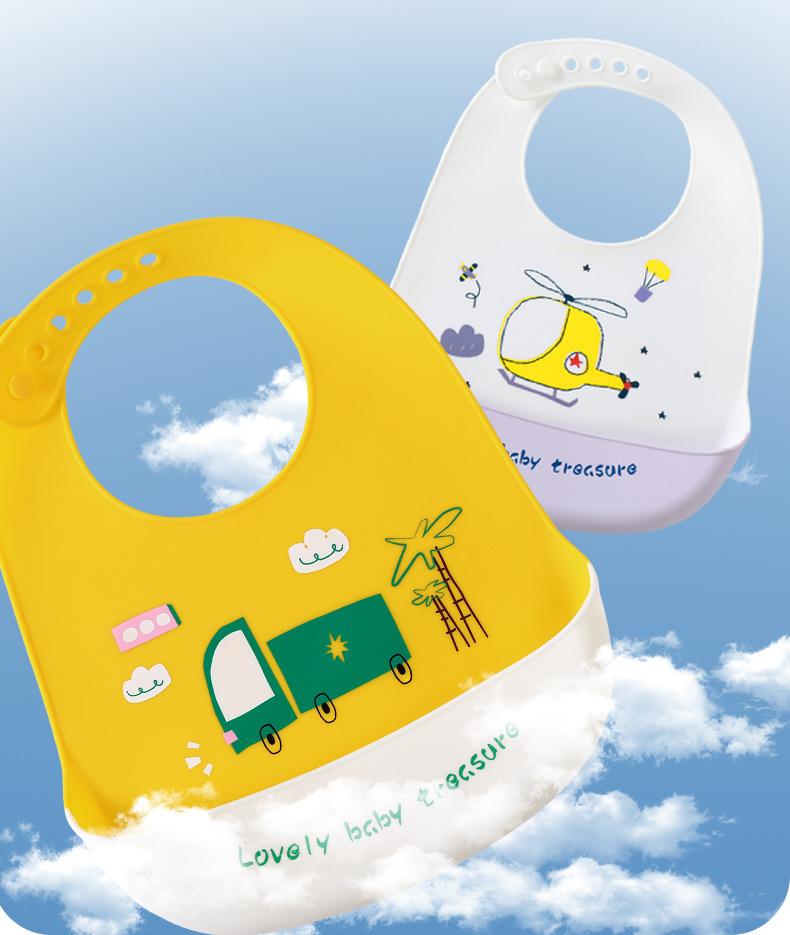 Food Grade Silicone Baby Bib, Ultra Soft Waterproof Feeding Bib for Toddlers