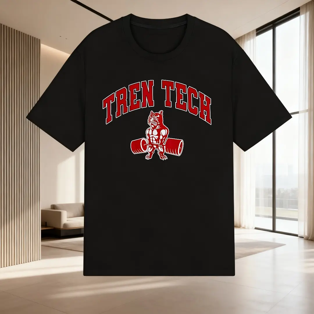Men's Tren Tech Cotton Gym Bodybuilding Pullover Tops - Casual Long Sleeve Round Neck Menswear, Pull On Style for Fall & Winter, Do Not Bleach, Dry Clean, T-Shirt, Sports, Crew Neck, Athletic