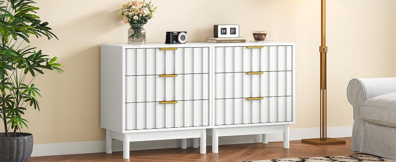 Royal Craft 3 Drawer Dresser, Modern Chest of Drawers with Fluted Panel Design, Wooden Storage Nightstand Side Table with Chic Edge Pull, Perfect for Bedroom, Living Room, Entryway