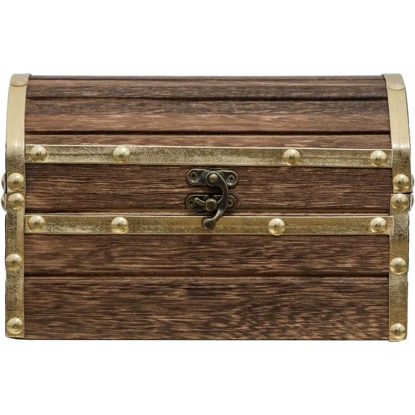 Wooden Treasure Chest with Latch,    Box for  Decorations,   Storage Box for  Prizes Toys, Tarot Cards, Gifts, 8.5L x 5.5W x 5.5H Inches