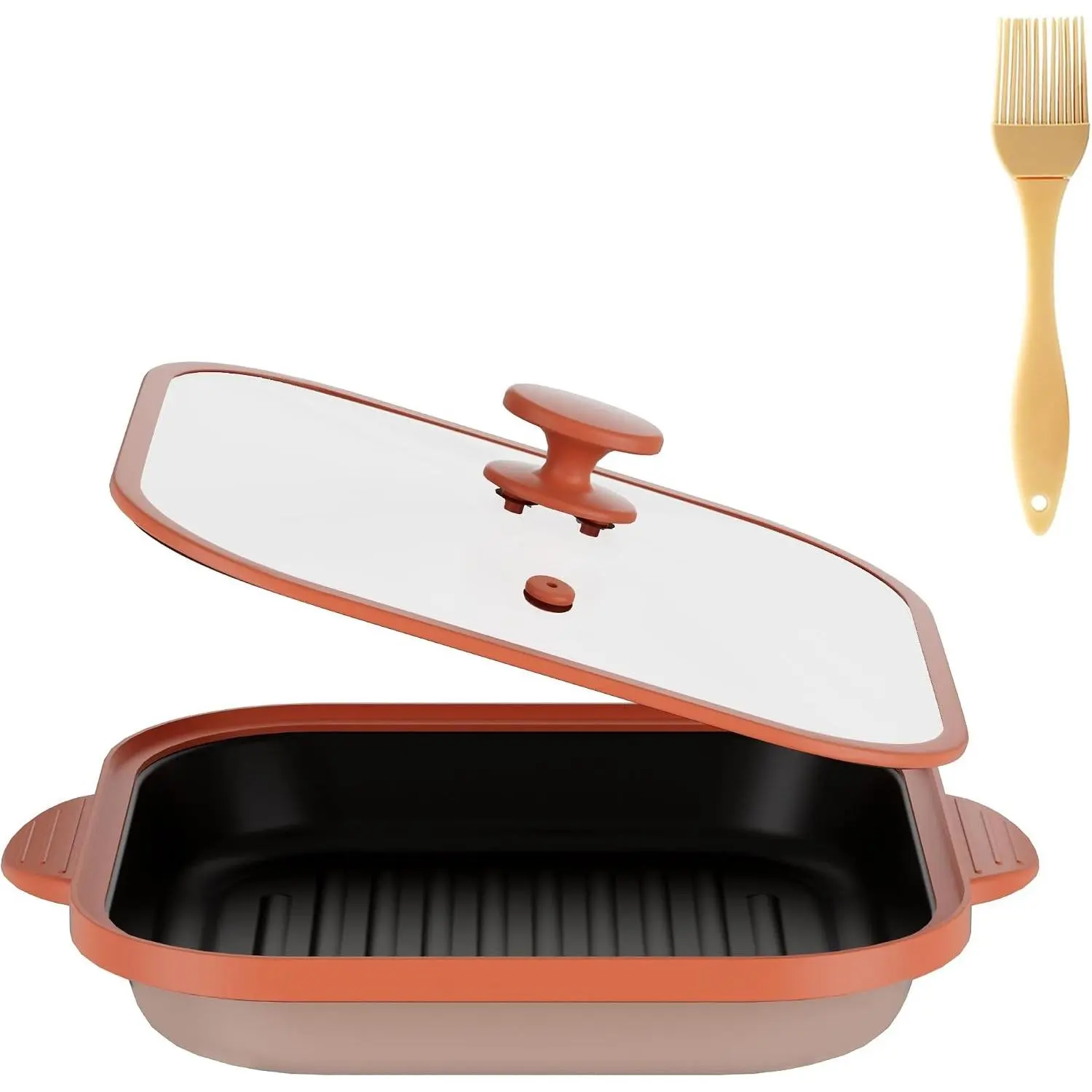 Microwave Grill Pan with Glass Cover, Multifunctional Bacon Cooker Crisper Grilled Cheese Maker, Dishwasher Safe Microwave Cookware for Easy Clean