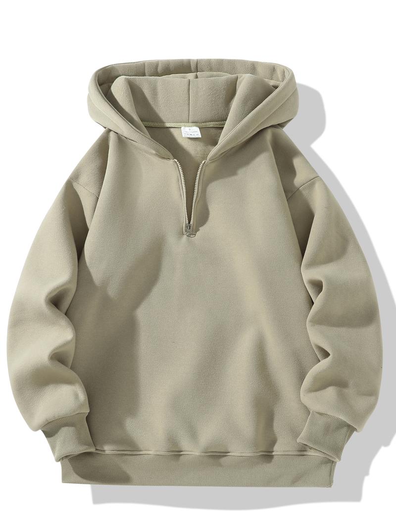 Men's Regular Fit Solid Zip Up Hoodie, Casual Long Sleeve Hooded Sweatshirt for Fall , Men's Fall Clothes for Daily Wear,&nbsp;Tops