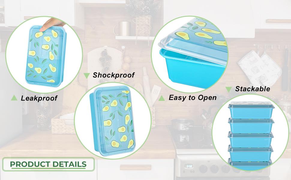 10 Pack 42 oz Meal Prep Containers, Reusable Plastic Food Prep Storage Containers with Printed Lids, Stackable, Leakproof, Microwave & Freezer & Dishwasher Safe,To Go Take Out Box, Avocado