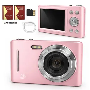 16x Digital Zoom Camera with Hybrid Image Stabilization, Dual Rechargeable Batteries, Portable Vlog Camera for Travelers