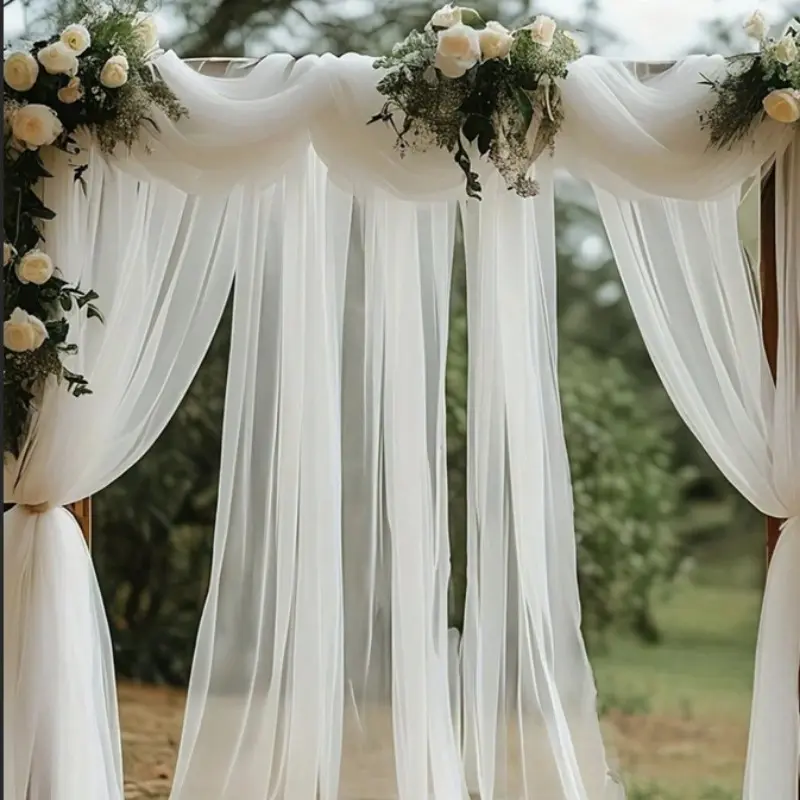 Wedding Arch Chiffon Draping Fabric, 75 cm x 10 m Sheer Backdrop for Ceremony and Reception Decor