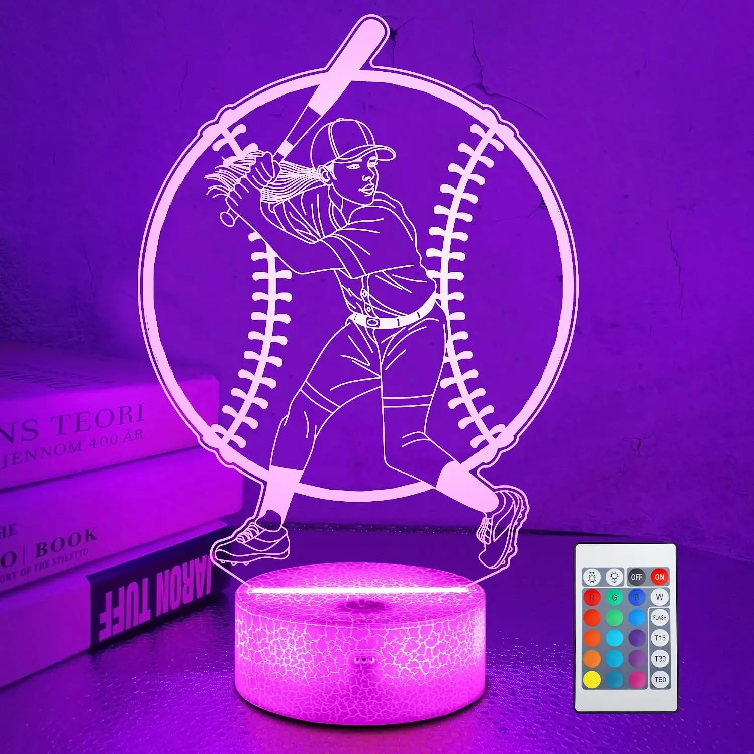 Softball Gifts for Girls, Light Up Softball Night Light 3D Illusion Lamp with 16 Colors Remote Control, Softball Accessories for Women Best Friends Sister Birthday Christmas GiftsGift