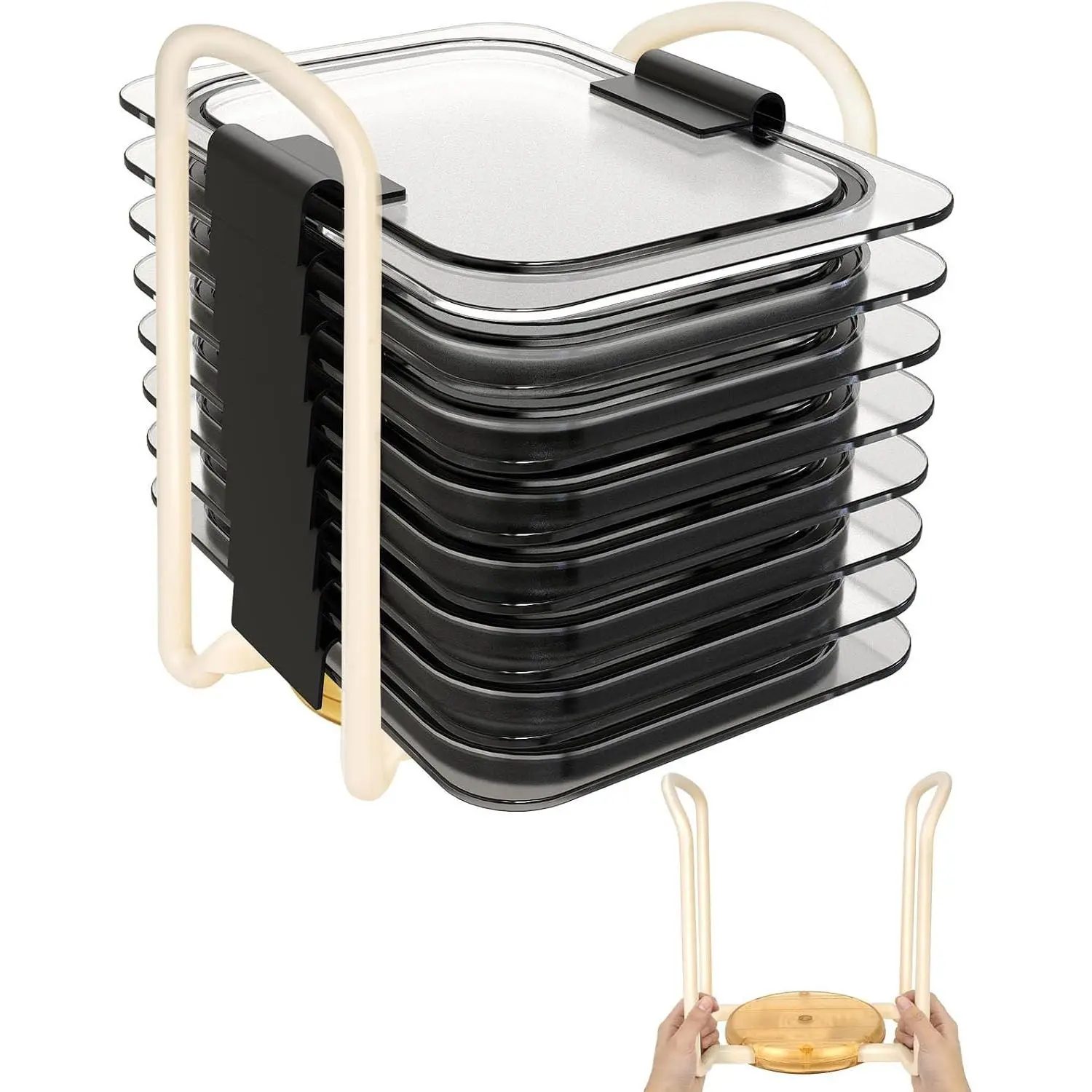 Adjustable  Organizer for  Brilliance  | Lid Organizers Inside Cabinet for  Snapware,  Holders Suitable for Storing  of Various Sizes(5.51in-8.27in)