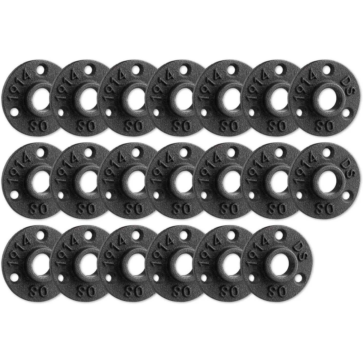 1/2" Floor Flange,  Malleable iron Pipe Fittings for Industrial  style, Flanges with Threaded Hole for DIY Project/Furniture/Shelving Decoration (20 Pack)