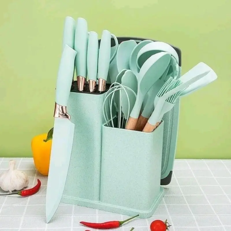 Silicone Kitchen Utensils Set, 19pcs/set Knives and Kitchenware, Kitchen Cooking Utensils Set, Kitchen Accessories, Household Kitchen Products