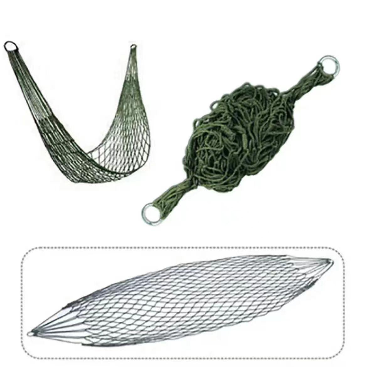 Outdoor indoor mesh rope hammock mesh hammock single belt ring bold net pocket nylon hammock swing leisure tree bed backyard camp