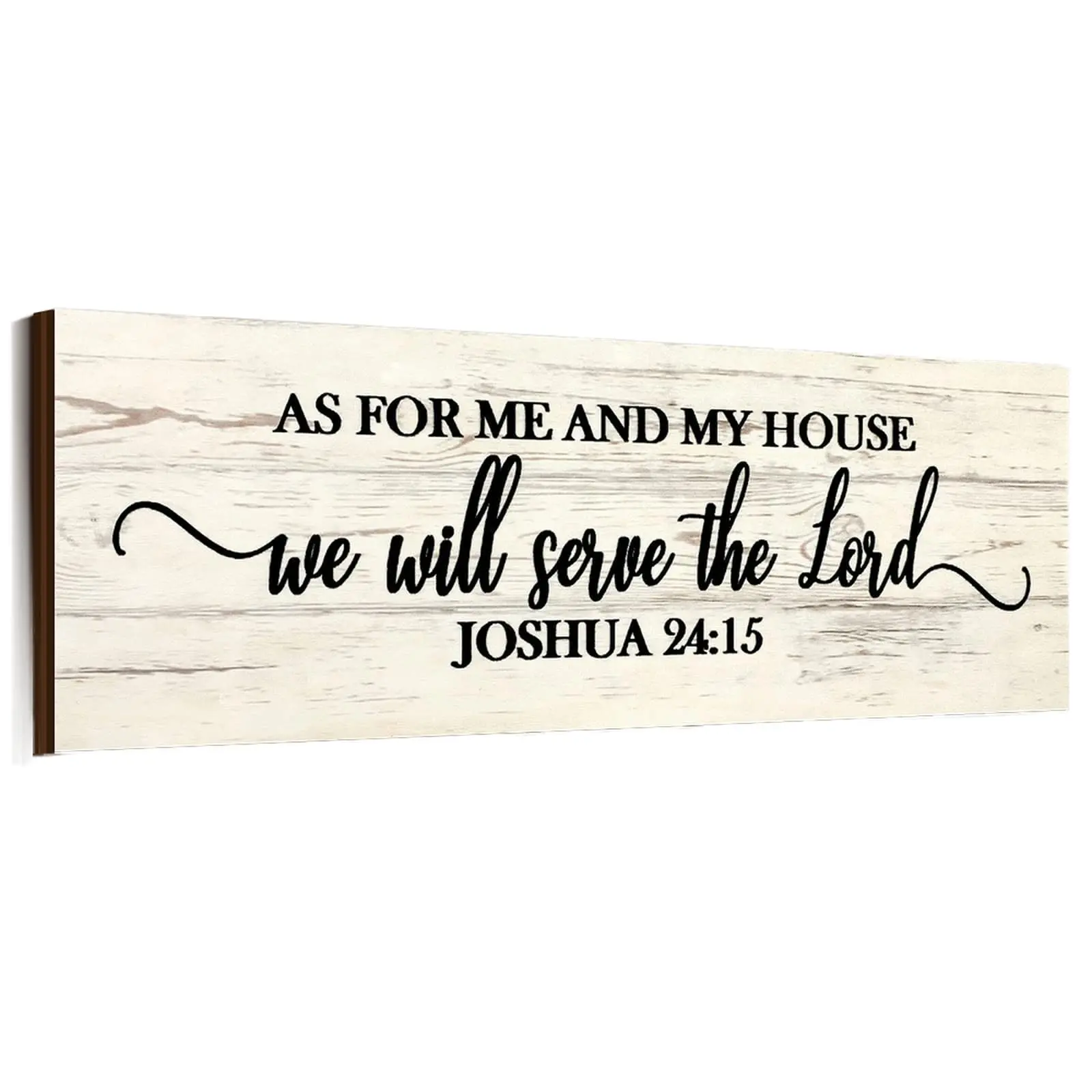 White Weathered Wood Bible Verse Wooden Wall Sign, Joshua 24:15 Faith Script Text Christian Wooden Wall Decor, Minimal Farmhouse Religious Aesthetic Wooden Ornament For Home Entryway Living Room Wall Display