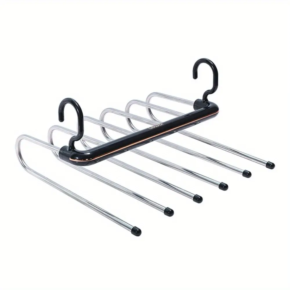 Premium Upgraded Multi-Functional Pants Storage Rack, Foldable 6-Tier Retractable Trouser Hanger, Pants Hangers, Anti-Slip Multi-Layer Closet Organizer Hanger, Scarf Storage Holder, Ideal for Home, Dorm, Retail Shop Wardrobe