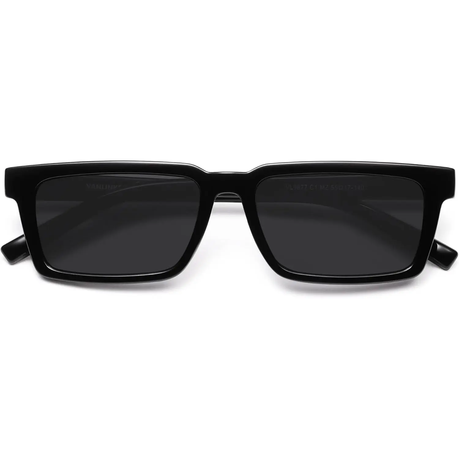 Unisex Polarized Retro Slim Rectangular Sunglasses - Casual Wear, Glare Reduction, Lightweight Polarized Lens, Compact Chic Design, Model VL9877, Rectangular Shape