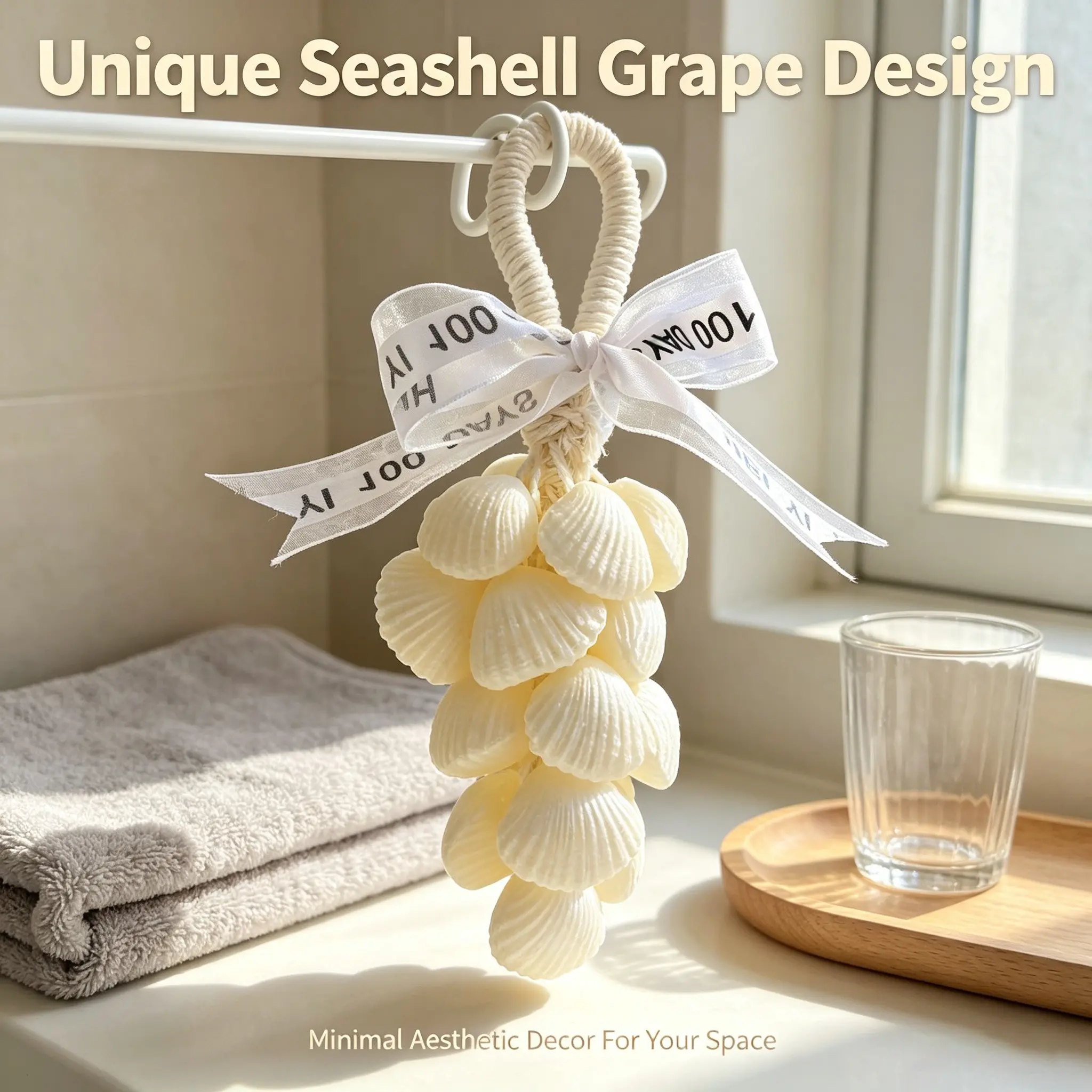 Handmade Shell Soap, Decorative Soaps, Grape Shape Hanging Soap with Bubble Net, Dual-Use Cleansing Scented Soap, Closet Fragrance Holder, Minimalist Decor, Wedding Gift